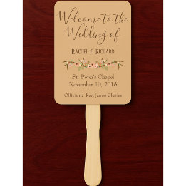 Rustic Floral Wedding Program Hand Fan