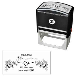 Rustic Floral Wedding Return Address Self-inking Stamp