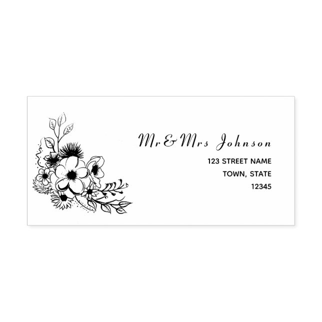 Rustic Floral Wedding Return Address Self-inking Stamp (Design)