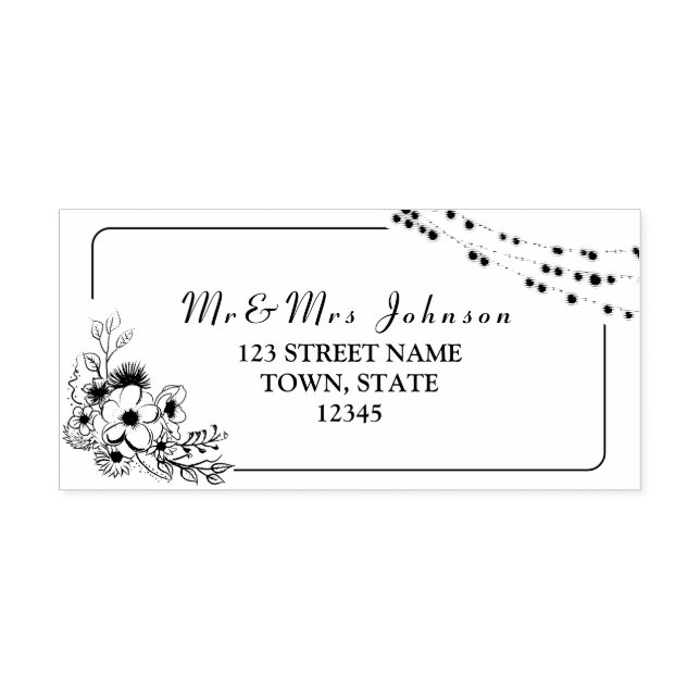 Rustic Floral Wedding Return Address Self-inking Stamp (Design)