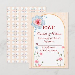 Rustic Floral Wedding RSVP Card