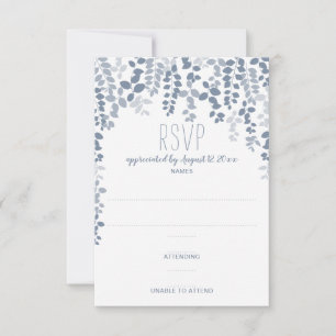 Rustic Floral Wedding RSVP / Reply (Dusty Blue) Card