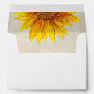Rustic floral wedding. Sunflower. Country flowers Envelope