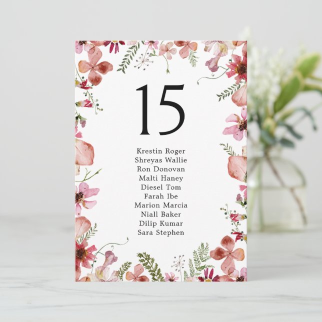 Rustic Floral Wedding Table Seating Chart (Standing Front)