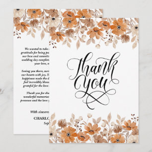 Rustic Floral Wedding Thank You Card