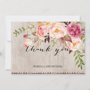 Rustic Floral Wedding Thank You/Double-Sided Thank You Card
