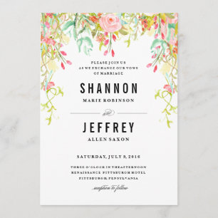 RUSTIC  FLORAL WEDDING wedding invitation