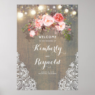 Rustic Floral Wedding Welcome Sign