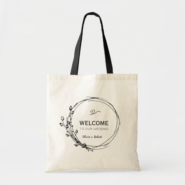 Rustic Floral Wedding Welcome Tote Bag (Front)