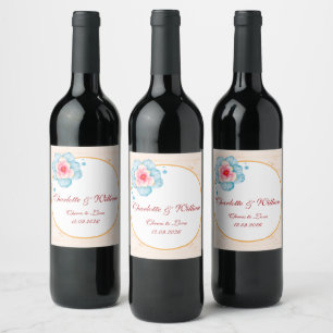 Rustic Floral Wedding Wine Label
