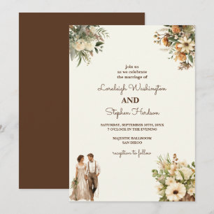 Rustic Floral Wedding With Modern Elegance Invitation