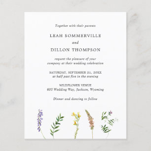 Rustic Floral Wildflower Budget Wedding Invitation Flyer
