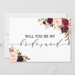 Rustic Floral Will you be my bridesmaid   2 sided Invitation