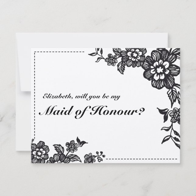 Rustic Floral Will You Be My Maid of Honour Card (Front)