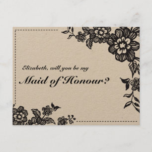 Rustic Floral Will You Be My Maid of Honour Card