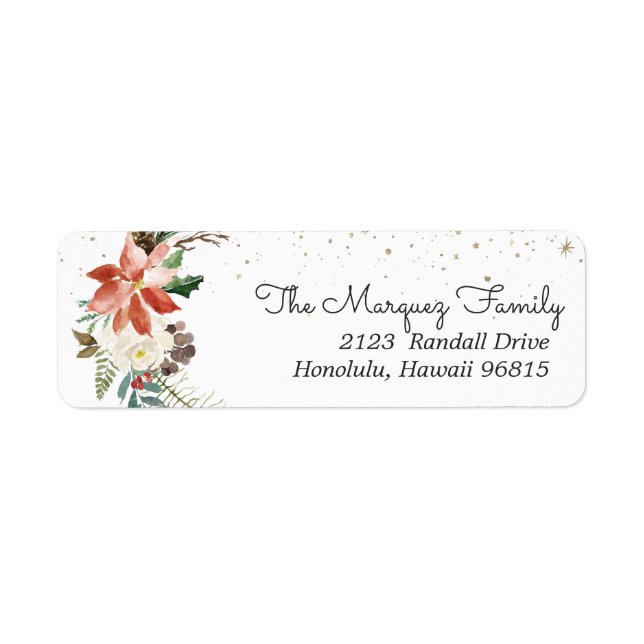 Rustic Floral | Winter Botanical Wedding Label (Front)