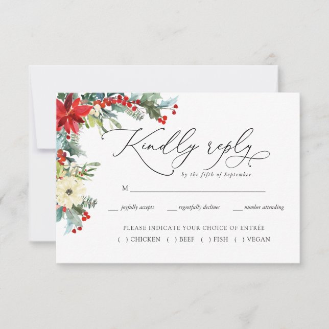 Rustic Floral | Winter Botanical Wedding RSVP (Front)