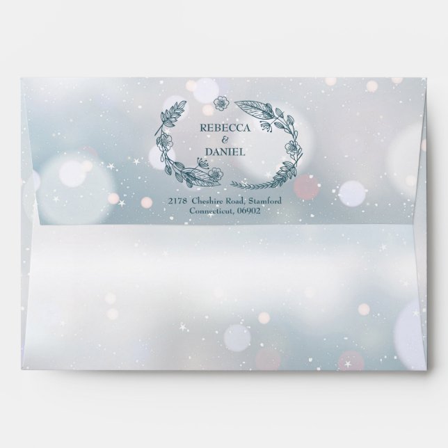 Rustic Floral Winter Snowflakes Return Address Envelope (Back (Top Flap))