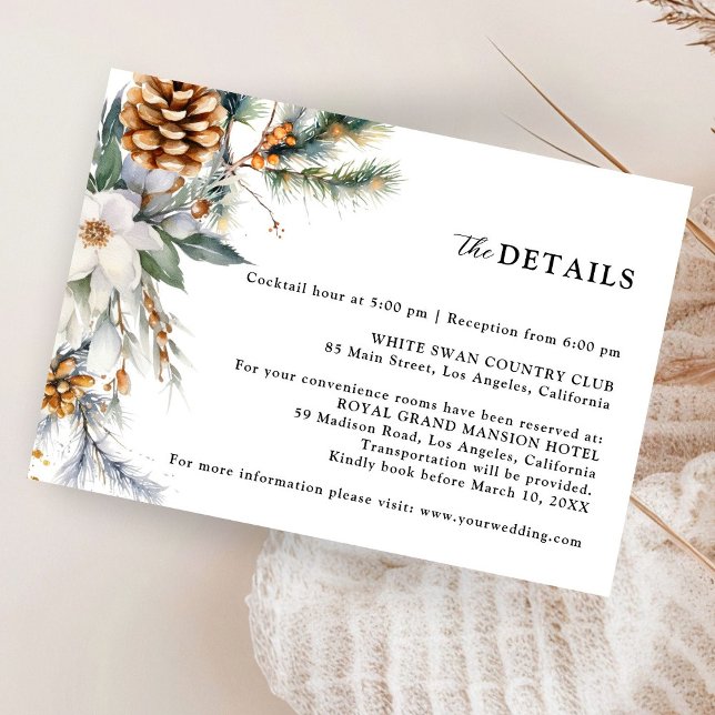Rustic Floral Winter Wedding Detail Enclosure Card (Creator Uploaded)
