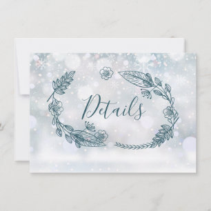 Rustic Floral Winter Wedding Details Card