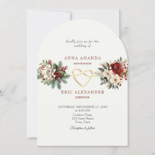 Rustic Floral Winter Wedding Invitation
