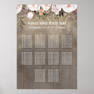Rustic Floral Wood Wedding Seating Chart