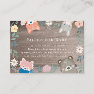 Rustic Floral Woodland Animals Pink Book Request Enclosure Card
