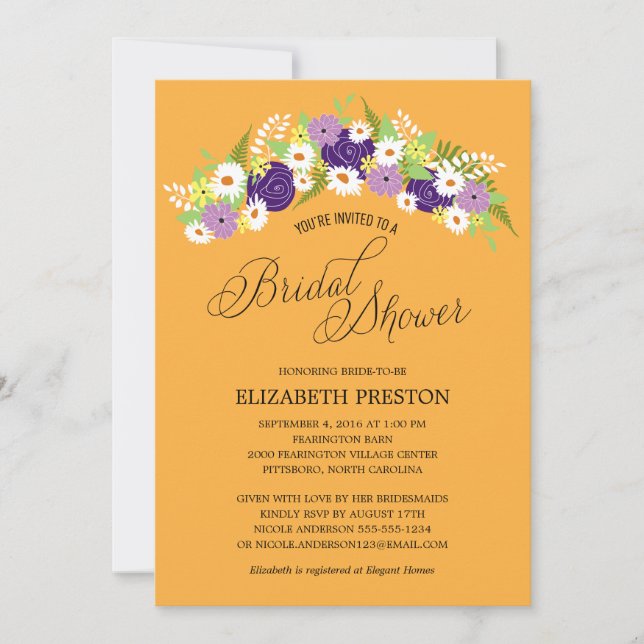 Rustic Floral Wreath Bridal Shower Invitation (Front)
