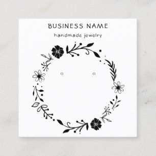Rustic Floral Wreath Earring Display Square Card