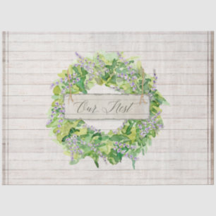 Rustic Floral Wreath Farmhouse Greenery Wood Tissue Paper