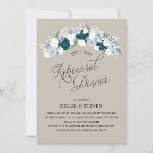 Rustic Floral Wreath Rehearsal Dinner Invitation