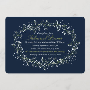 Rustic Floral Wreath Rehearsal Dinner Invite