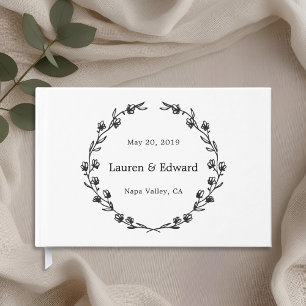 Rustic Floral Wreath Wedding Guest Book