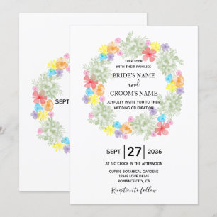 Rustic Floral Wreath Wedding Invitations