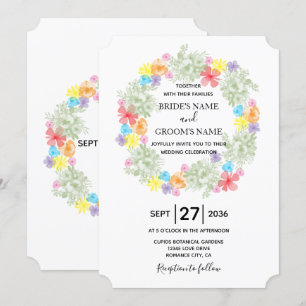 Rustic Floral Wreath Wedding Invitations