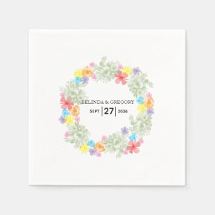 Rustic Floral Wreath Wedding   Napkin