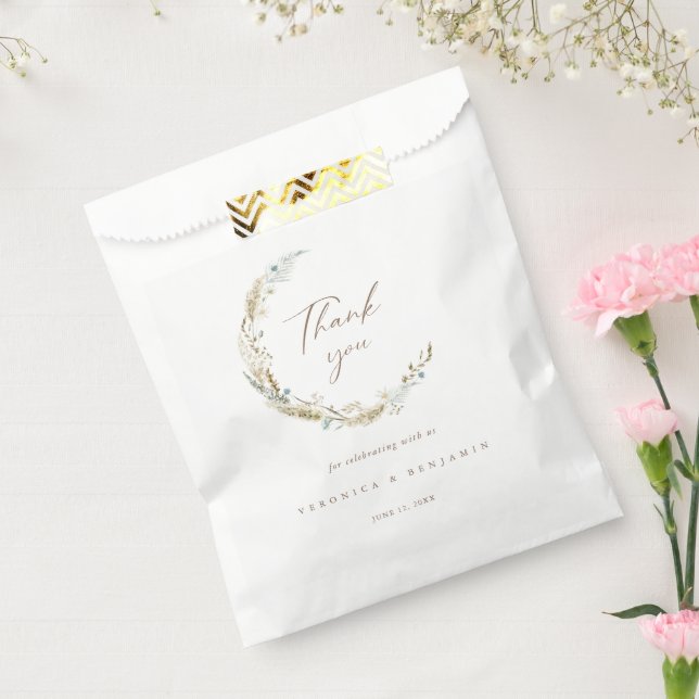 Rustic Floral Wreath Wedding Thank You Favour Bags (Sealed)
