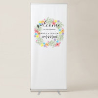 Rustic Floral Wreath Wedding Welcome Sign
