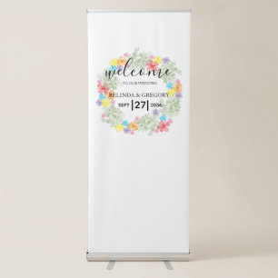 Rustic Floral Wreath Wedding Welcome Sign