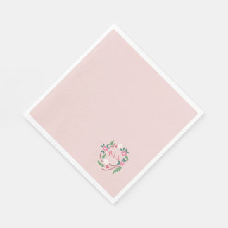 Rustic Floral Wreath with Monogram Classic Napkin