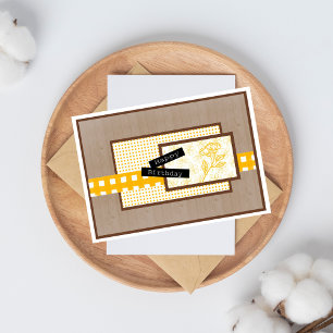 Rustic Floral Yellow Birthday Card