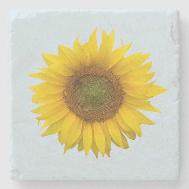 Rustic floral Yellow Sunflower Stone Coaster (Front)