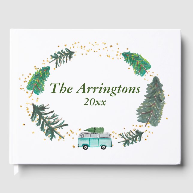 Rustic Florals Farmhouse Camper Personalised Guest Book (Front)