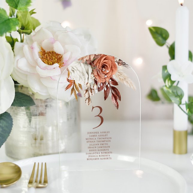 Rustic Florals Guest Names Wedding Table Number (Creator Uploaded)