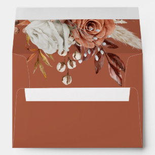 Rustic Florals Return Address Wedding Terracotta  Envelope