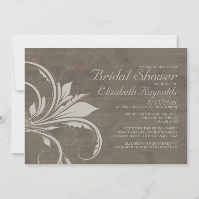 Rustic Flourish Bridal Shower Invitations (Front)