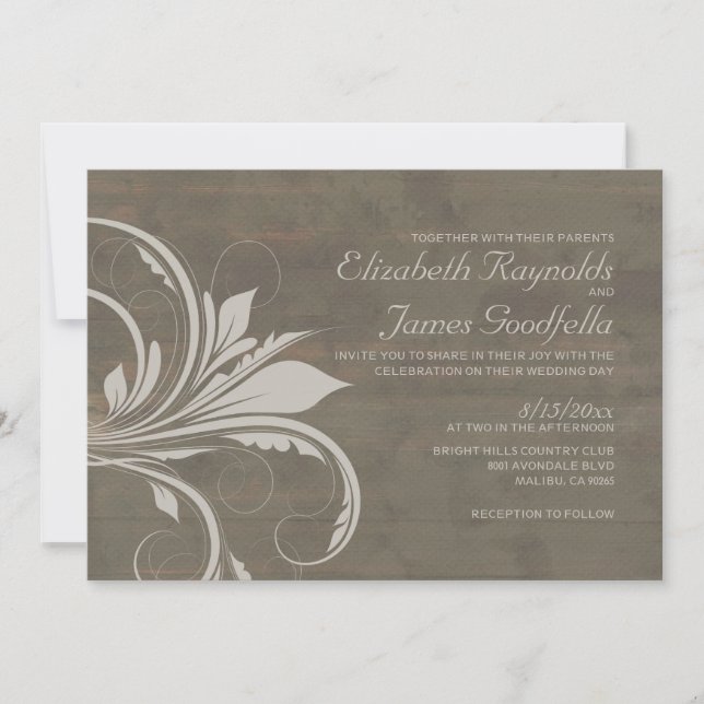 Rustic Flourish Wedding Invitations (Front)
