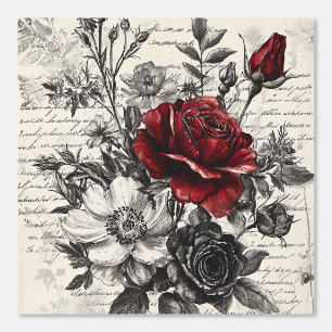 Rustic Flower and Calligraphy - Aged Brown Paper 3 Wallpaper