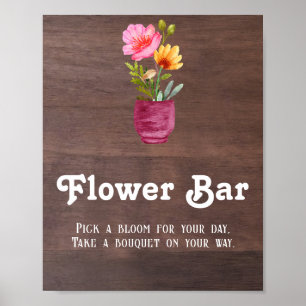 Rustic Flower Bar Mason Jar Poster