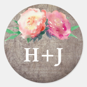 Rustic Flower Bouquet Wedding Envelope Seals